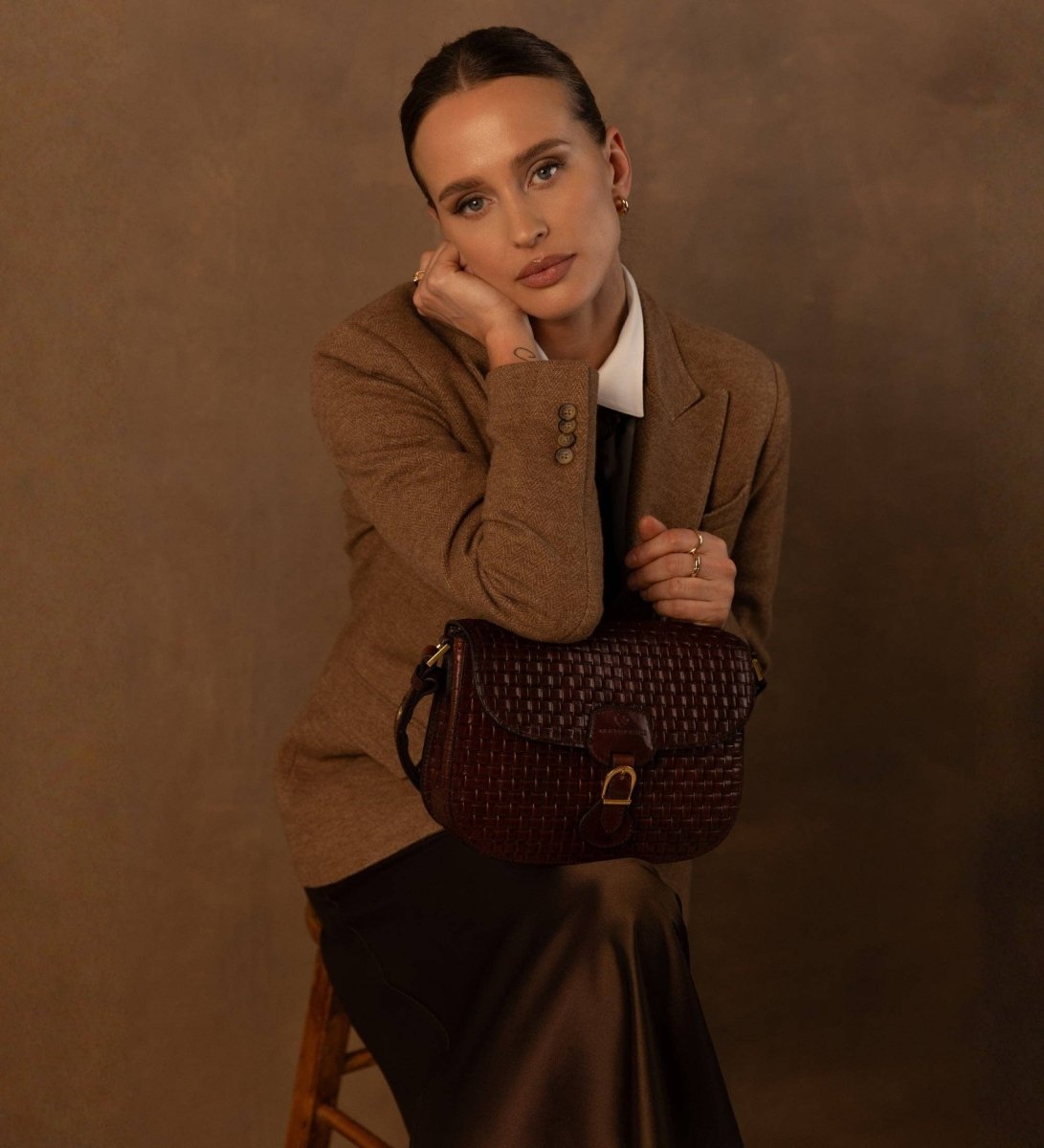 Geflochtene Ledertasche in Braun - The Baltic Shop