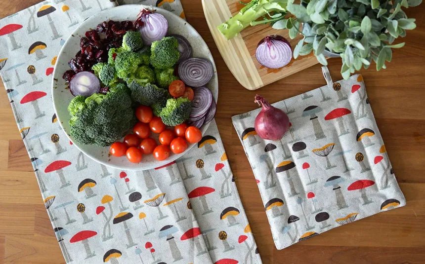 Geschirrtuch aus Leinen mit Pilzemotiv - The Baltic Shop