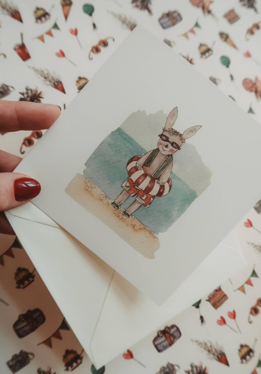 Hase am Strand / Klappkarte - The Baltic Shop