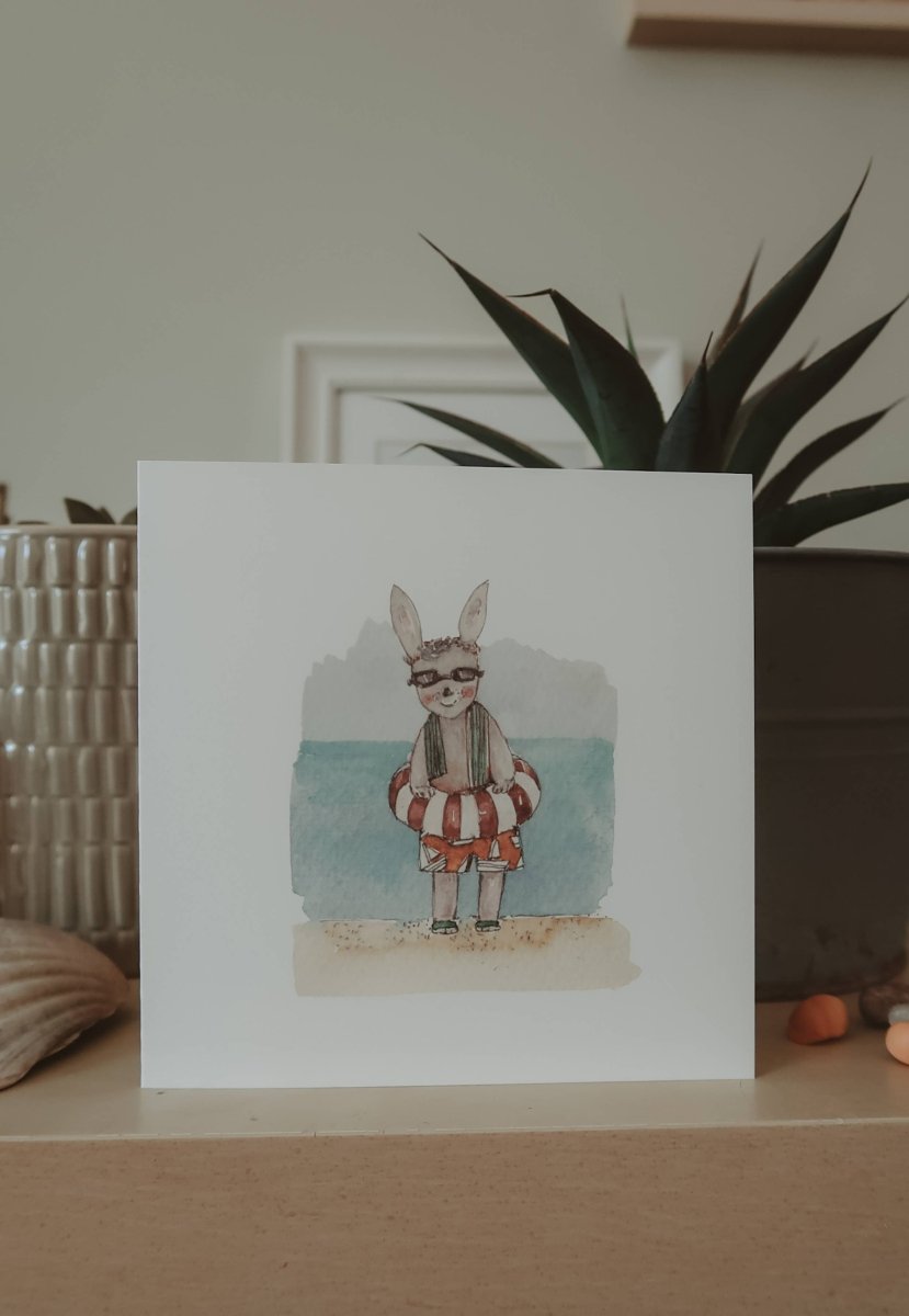 Hase am Strand / Klappkarte - The Baltic Shop