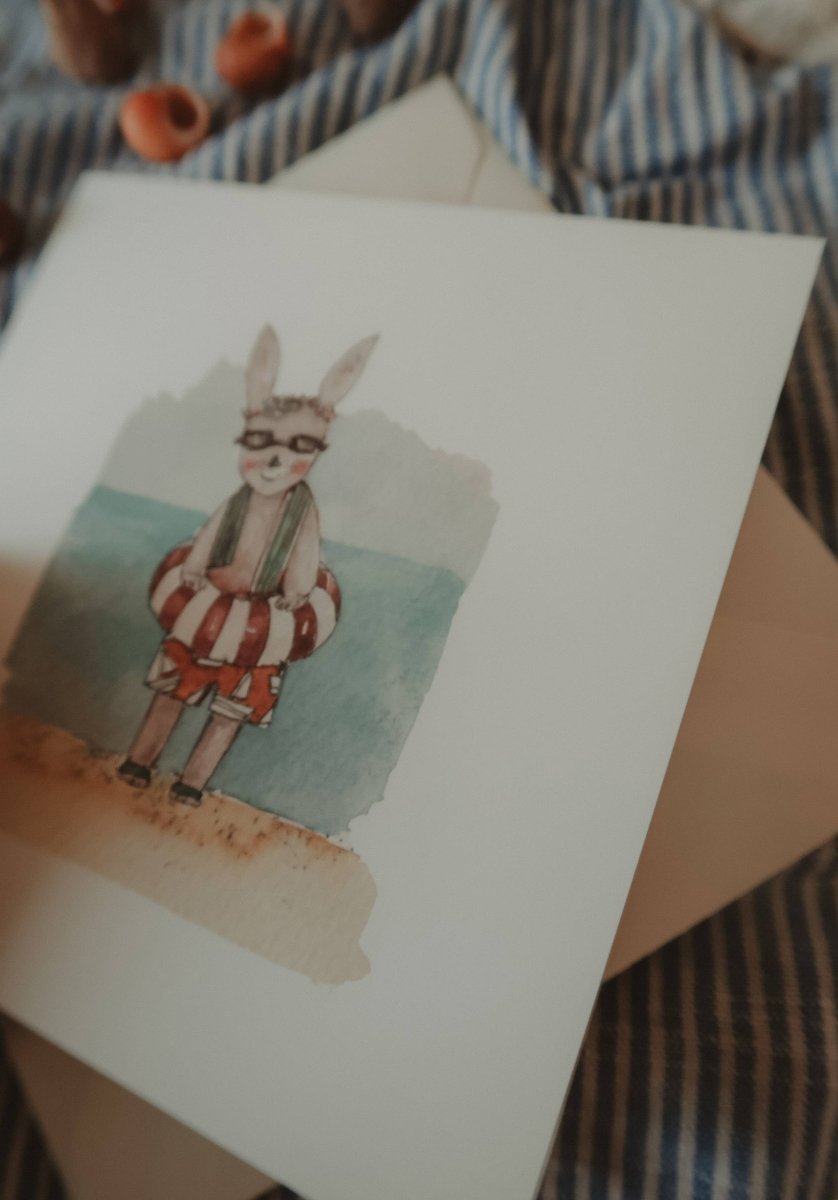 Hase am Strand / Klappkarte - The Baltic Shop