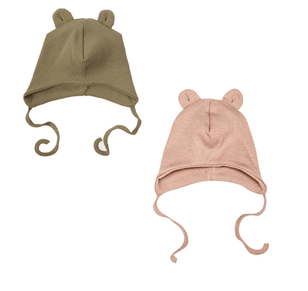 Haube aus Bio Baumwolle mit Teddy Ohren - The Baltic Shop