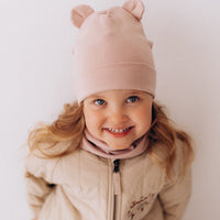 Haube aus Bio Baumwolle mit Teddy Ohren - The Baltic Shop