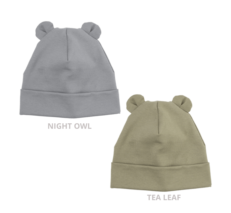 Haube mit Teddy Ohren aus Bio Baumwolle in 2 Farben - The Baltic Shop