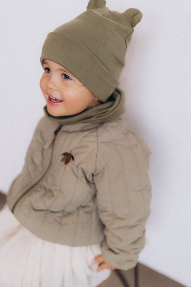 Haube mit Teddy Ohren aus Bio Baumwolle in 2 Farben - The Baltic Shop