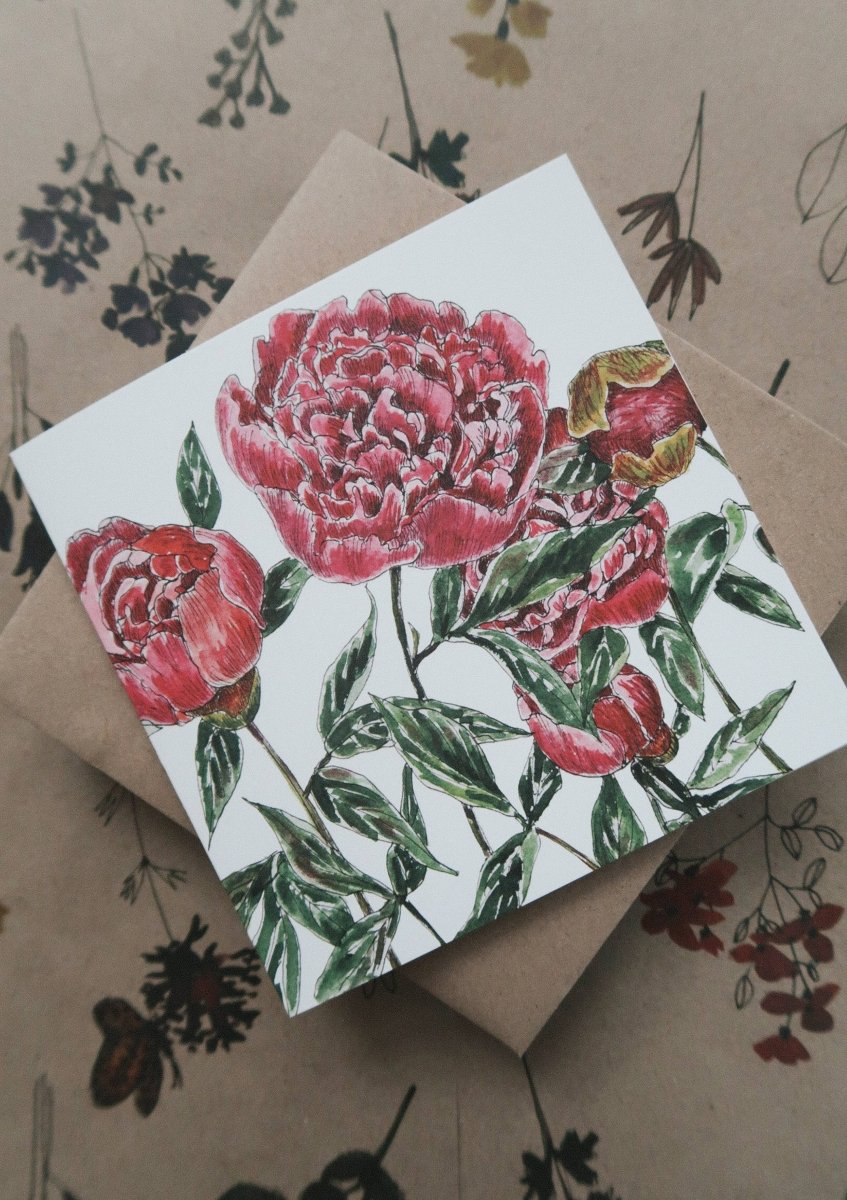 Hellrosa Blumen - Karte, gefaltete Karte - The Baltic Shop