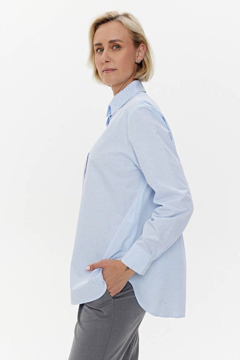 Hemd 'CAPRI' | gestreifte Baumwolle mit Mikroflocken - Detail - The Baltic Shop