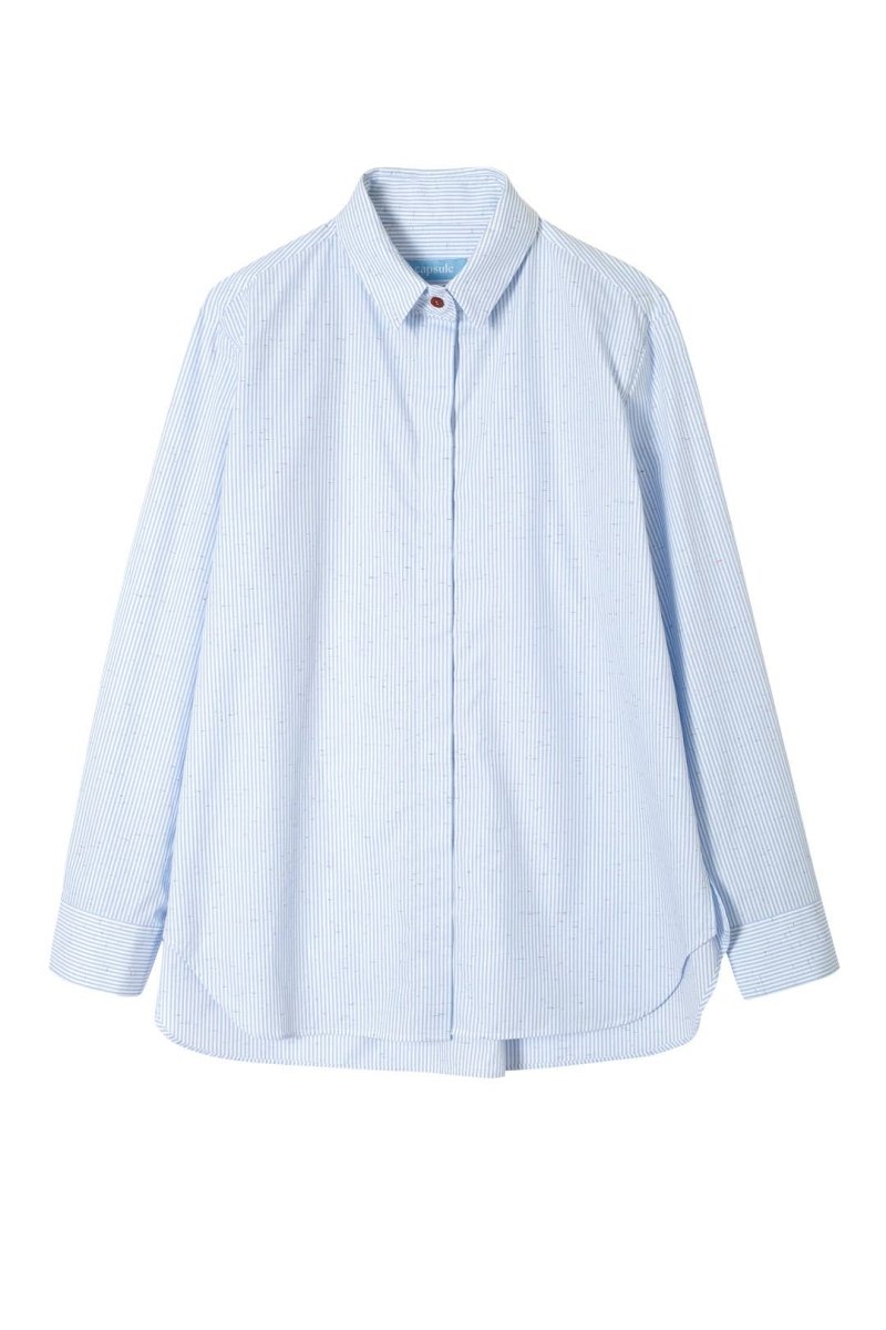 Hemd 'CAPRI' | gestreifte Baumwolle mit Mikroflocken - Detail - The Baltic Shop