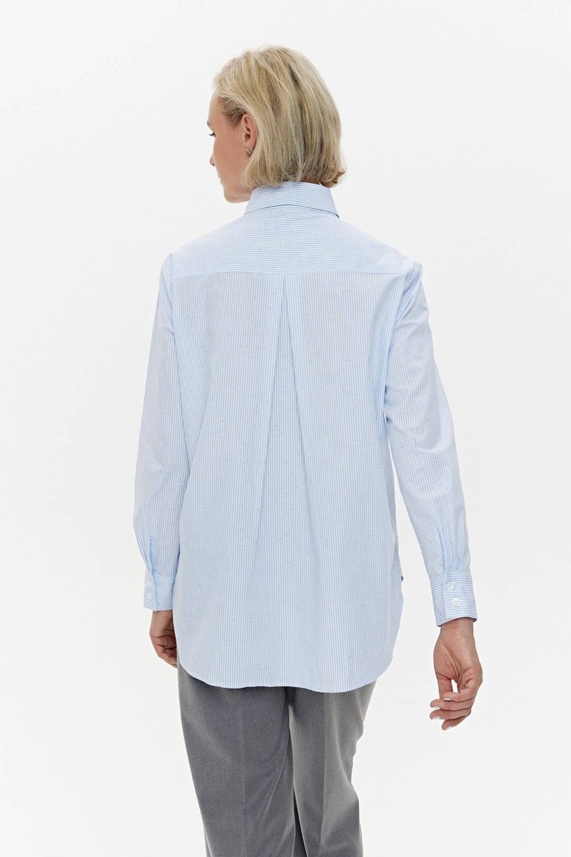 Hemd 'CAPRI' | gestreifte Baumwolle mit Mikroflocken - Detail - The Baltic Shop