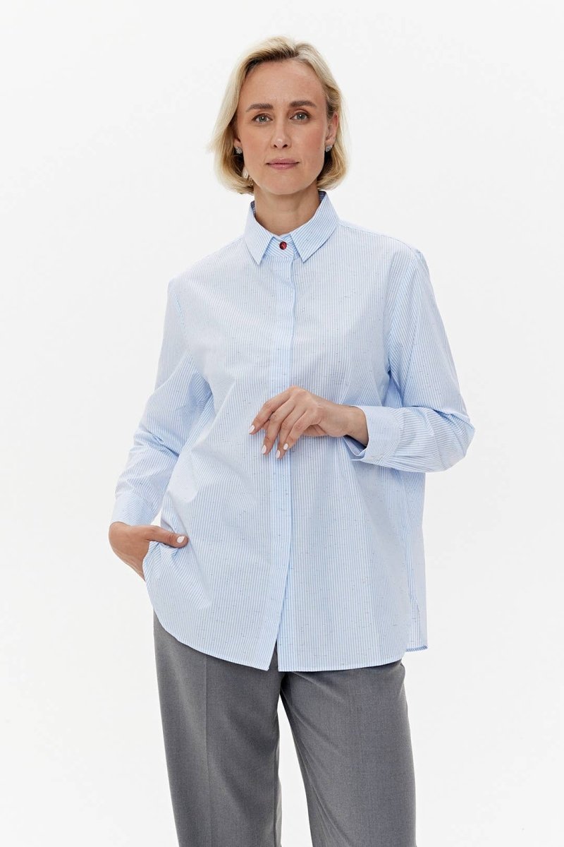 Hemd 'CAPRI' | gestreifte Baumwolle mit Mikroflocken - Detail - The Baltic Shop