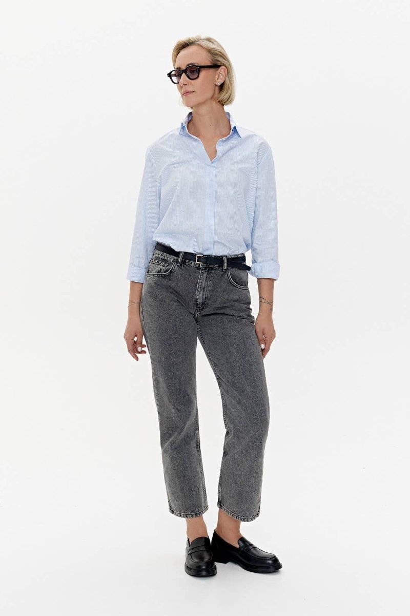 Hemd 'CAPRI' | gestreifte Baumwolle mit Mikroflocken - Detail - The Baltic Shop