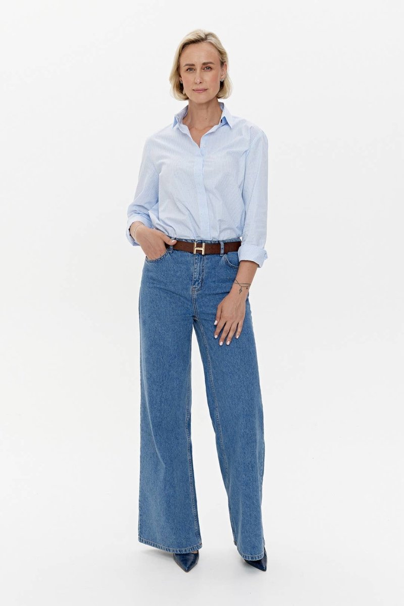 Hemd 'CAPRI' | gestreifte Baumwolle mit Mikroflocken - Detail - The Baltic Shop