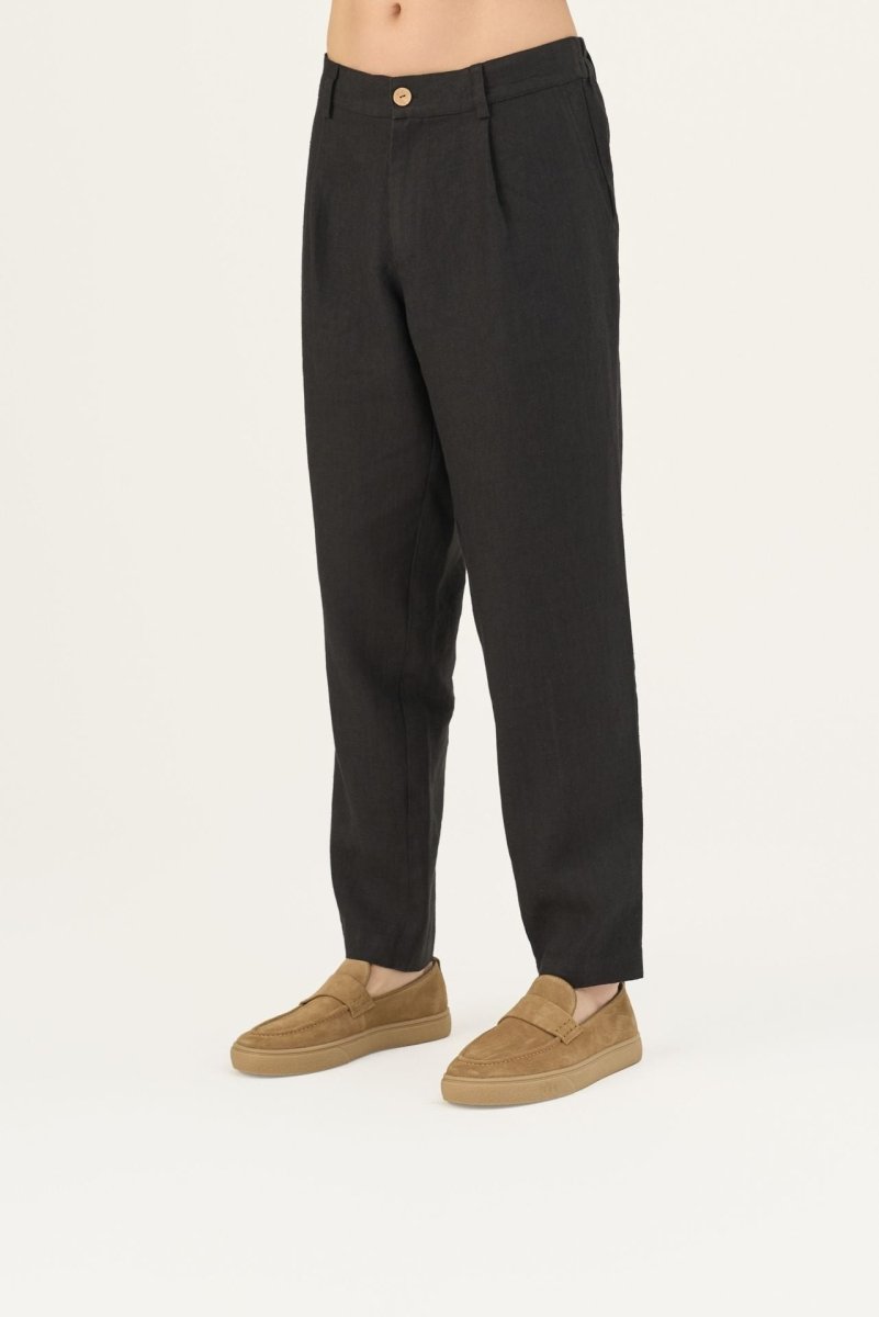 Herren Leinenhose in Schwarz – Lockere Hose aus 100 % Leinen - The Baltic Shop