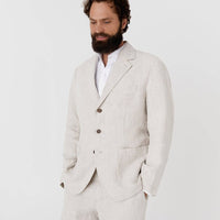 Herrenblazer aus schwerem Leinen in Naturmelange - The Baltic Shop