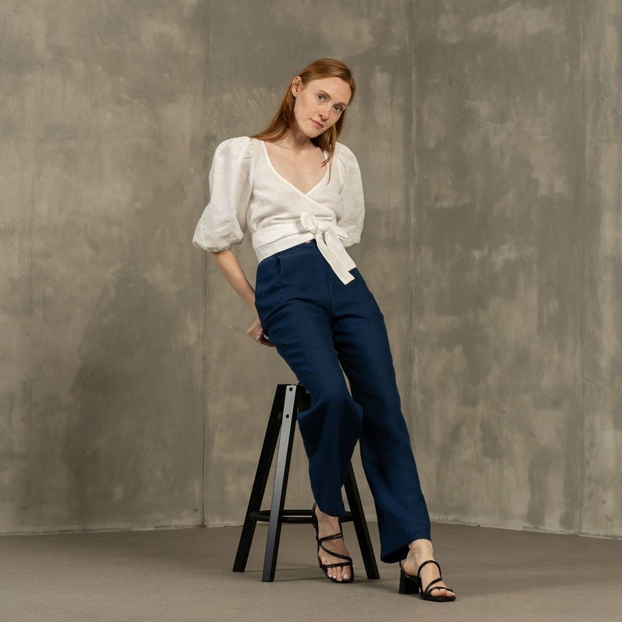 Hochdrapierte Leinenhose - The Baltic Shop