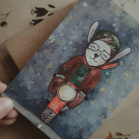 Klappkarte - Hase auf Motorrad - The Baltic Shop