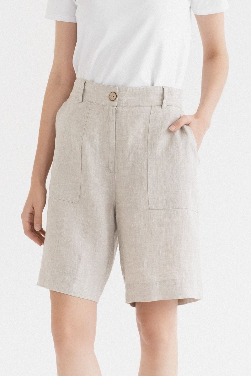 Klassische Shorts aus Leinen in Melange - The Baltic Shop