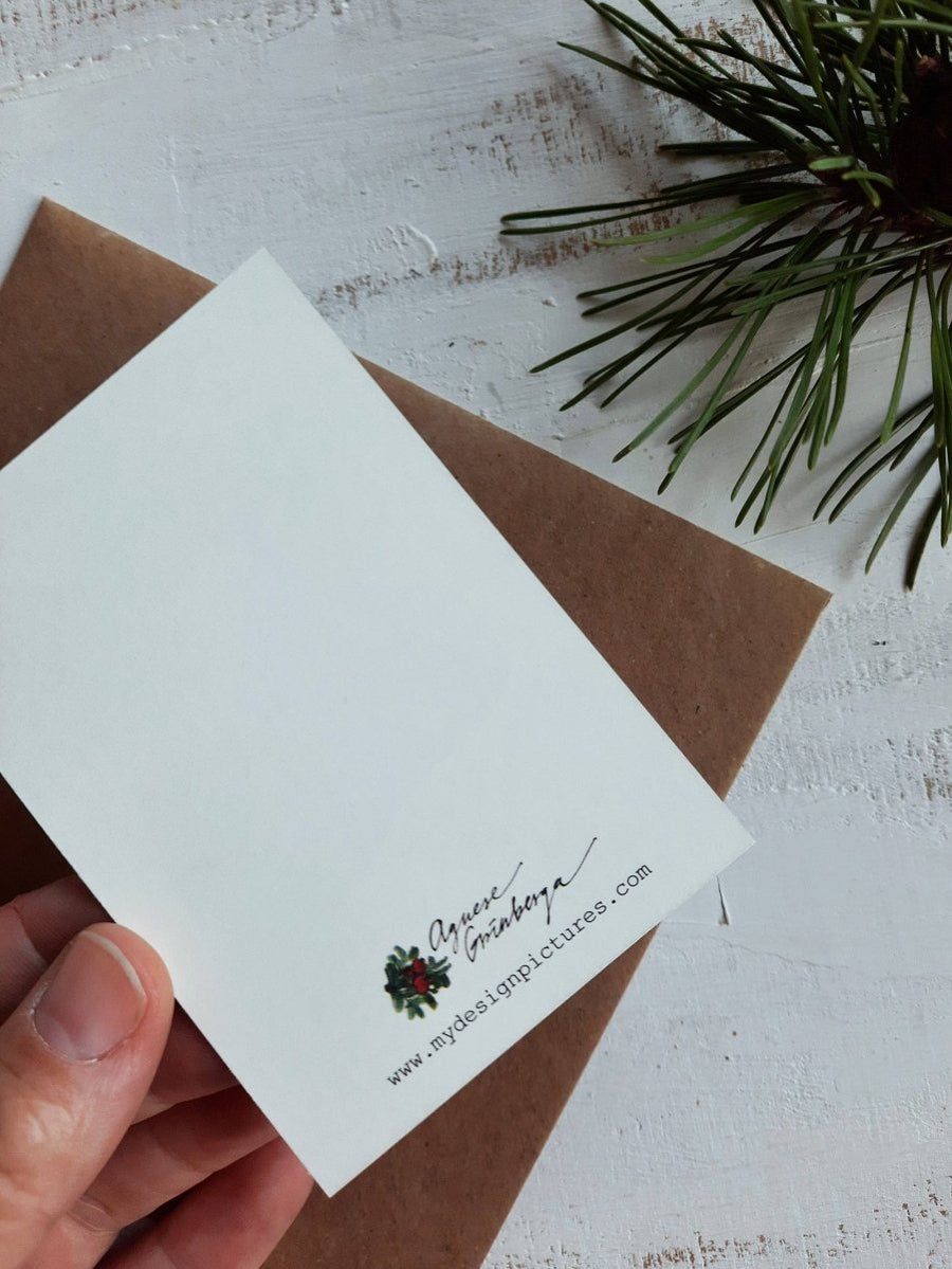 Kleine flache Karte „Bunny With Christmas Presents“ - The Baltic Shop