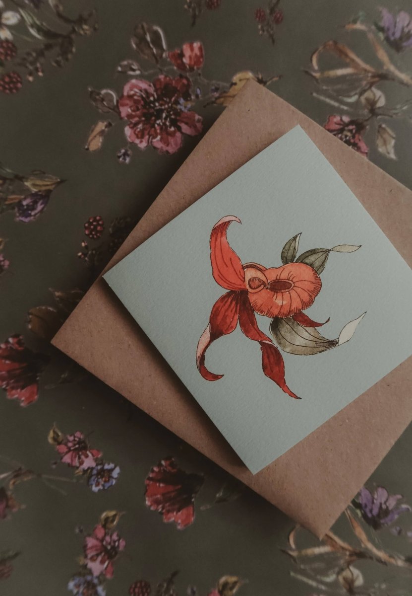 Kleine flache Karte mit orangefarbener Blume - The Baltic Shop