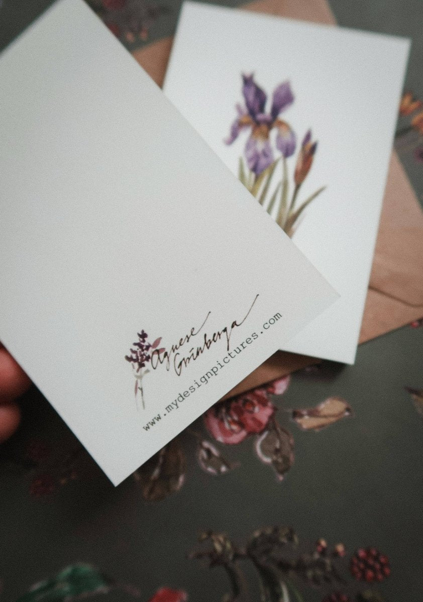 Kleine flache Karte mit Pflaumenbaumblüte - The Baltic Shop