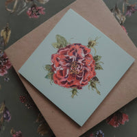 Kleine flache Karte mit rosa Rosen auf Hellblau - The Baltic Shop