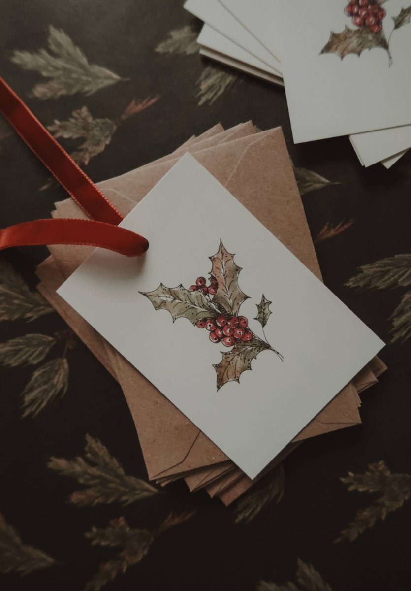 Kleine flache Karte mit winterlichem Blumenmuster - The Baltic Shop