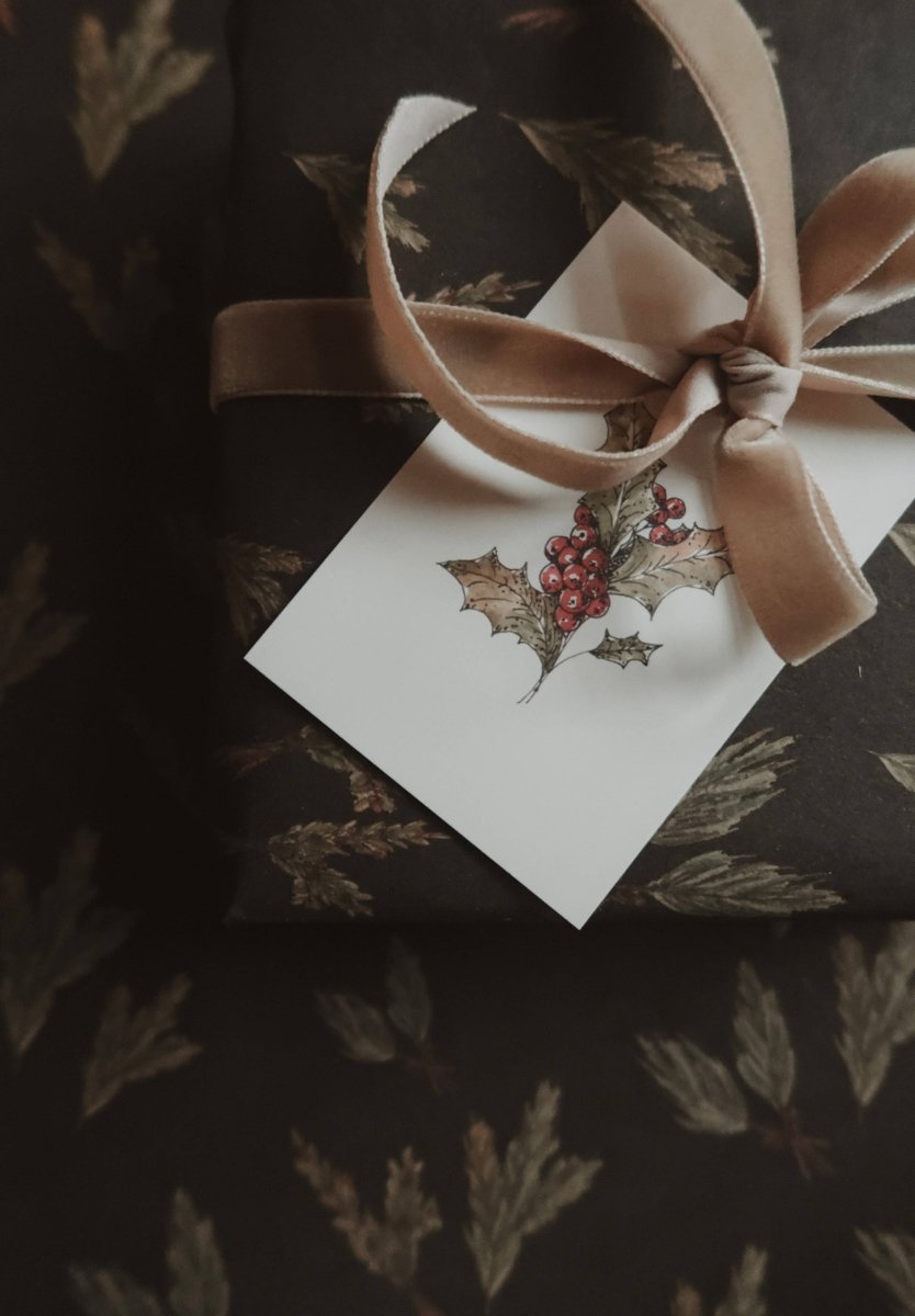 Kleine flache Karte mit winterlichem Blumenmuster - The Baltic Shop