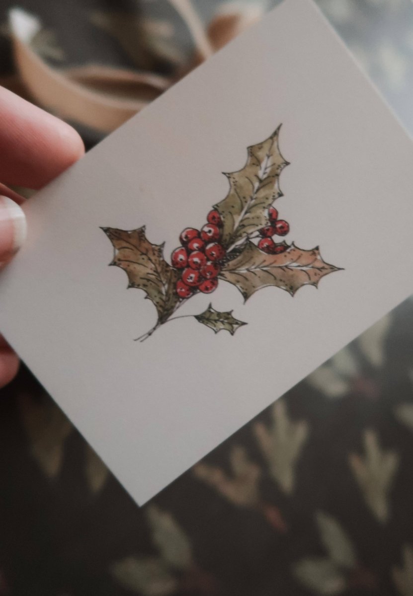 Kleine flache Karte mit winterlichem Blumenmuster - The Baltic Shop