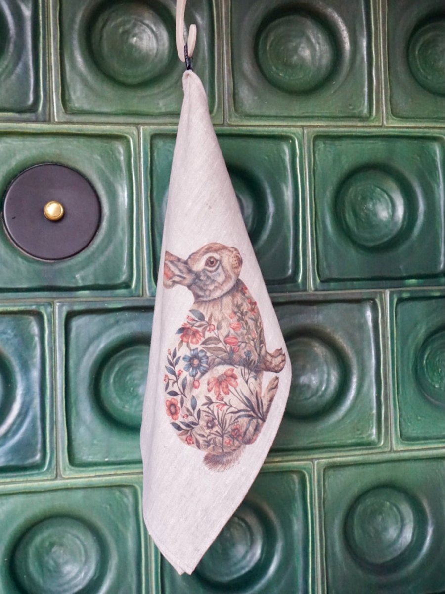 Küchentuch aus 100% Leinen mit Hasenmuster - The Baltic Shop