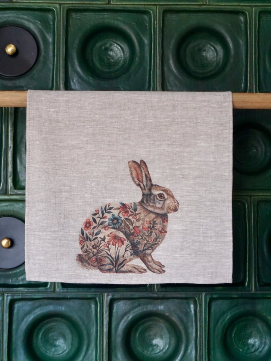 Küchentuch aus 100% Leinen mit Hasenmuster - The Baltic Shop