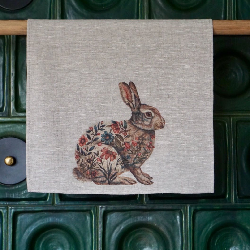 Küchentuch aus 100% Leinen mit Hasenmuster - The Baltic Shop