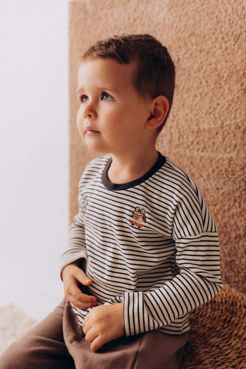 Langarmshirt Kinder aus Bio-Baumwolle | Eule - The Baltic Shop