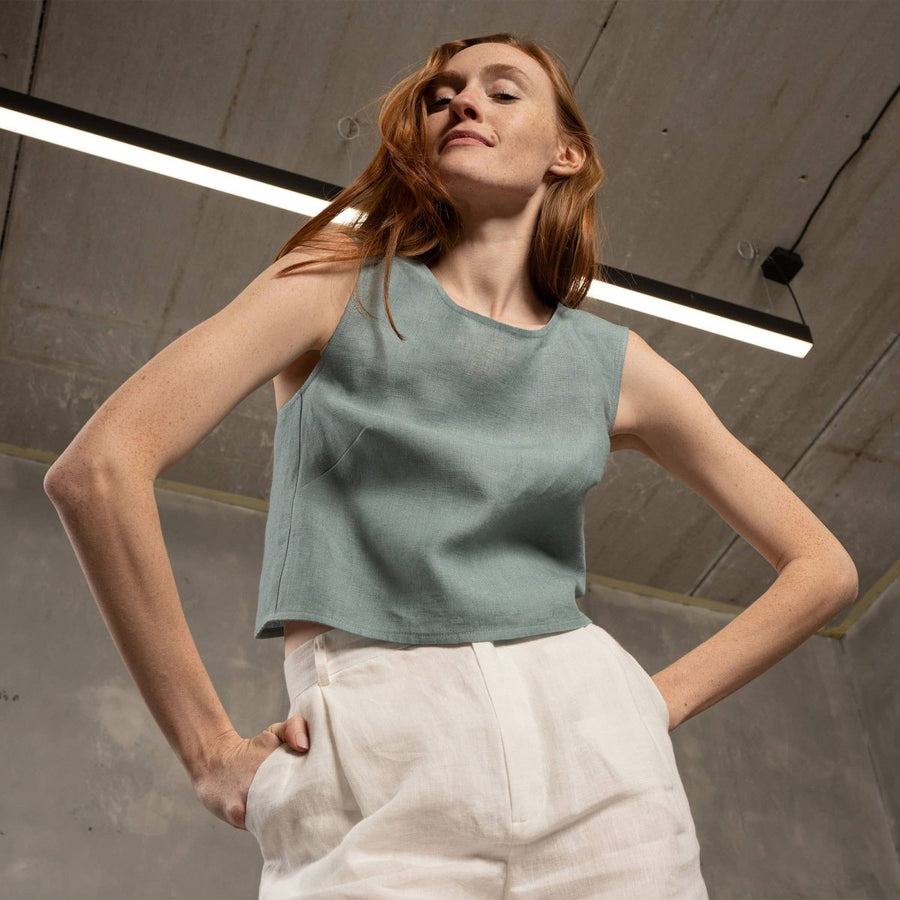 Leinen Cross - Back Crop Top in viele Farben - The Baltic Shop