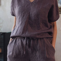 Leinen Top mit V - Ausschnitt "Lilly" - The Baltic Shop