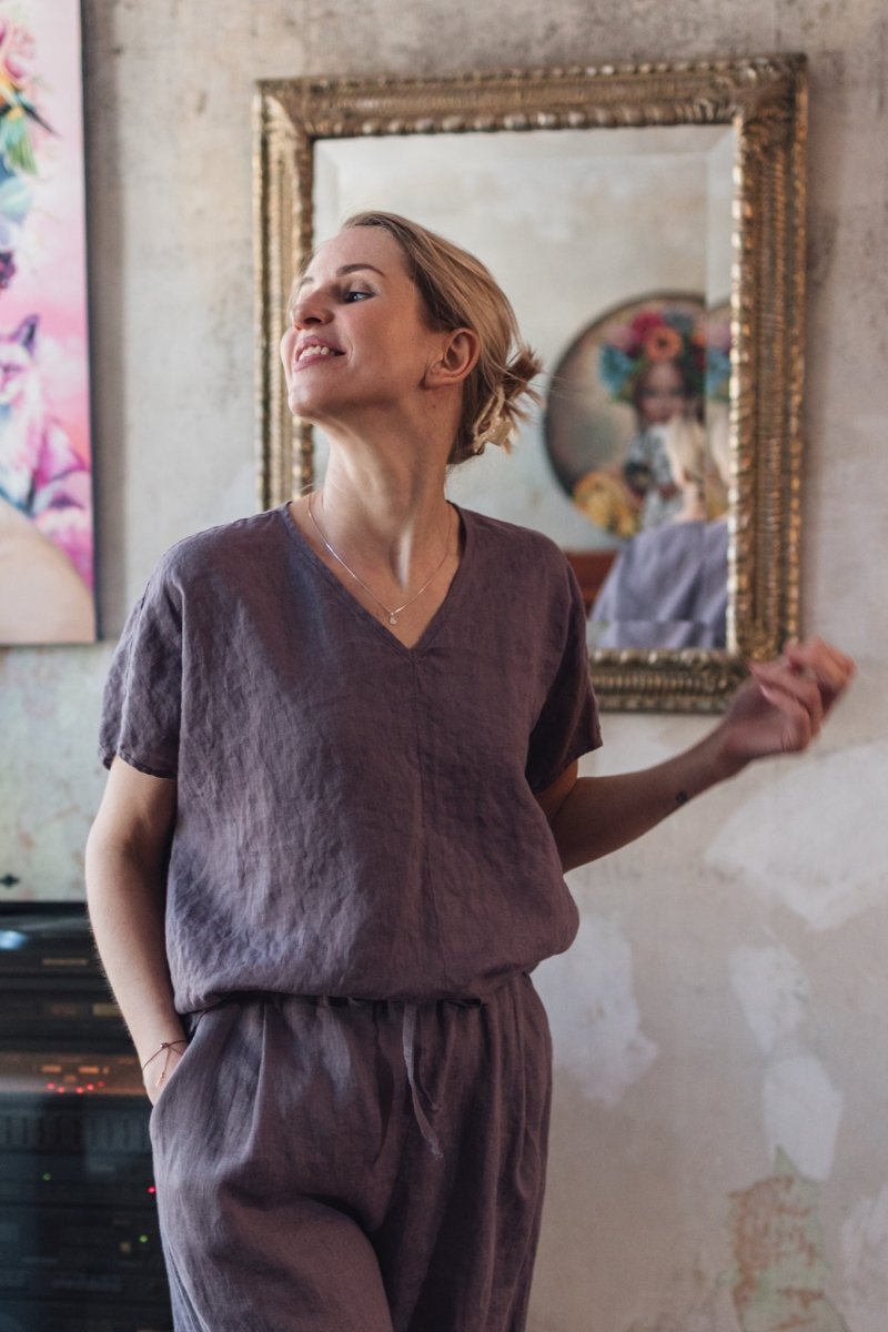 Leinen Top mit V - Ausschnitt "Lilly" - The Baltic Shop