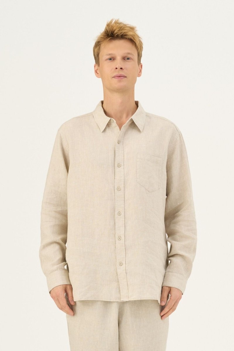 Leinenhemd in Melange – Nachhaltiges Unisex Hemd aus 100 % Leinen - The Baltic Shop