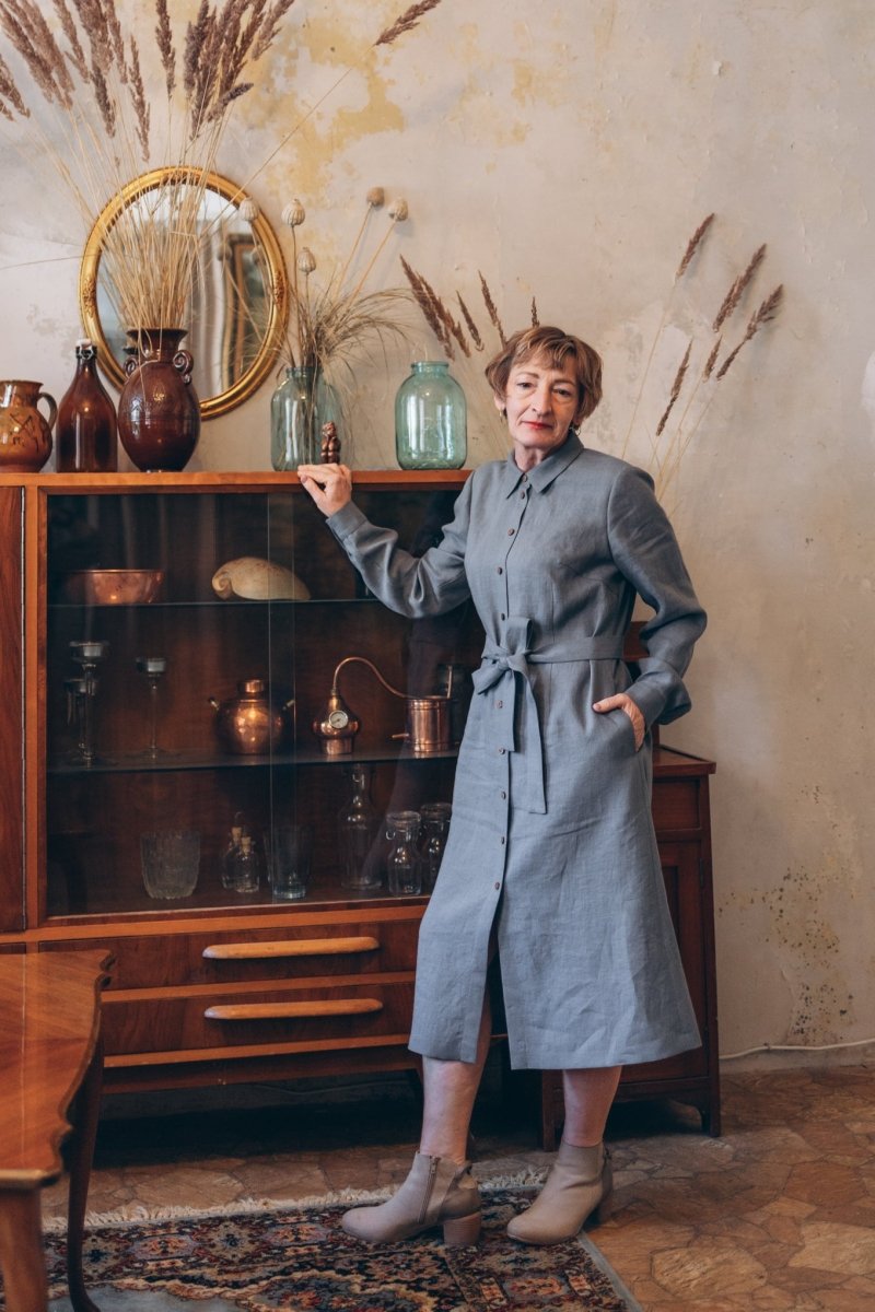 Leinenkleid mit lange Ärmel "Una" - The Baltic Shop
