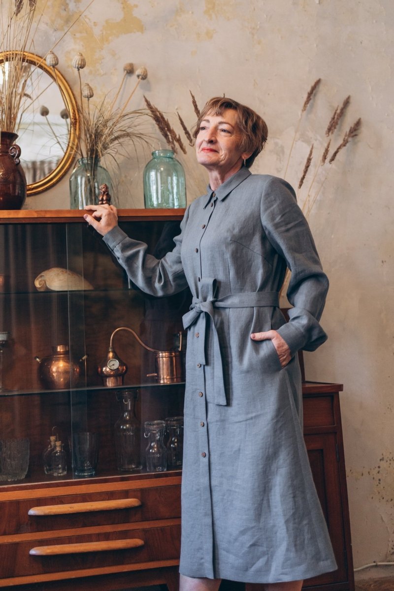Leinenkleid mit lange Ärmel "Una" - The Baltic Shop