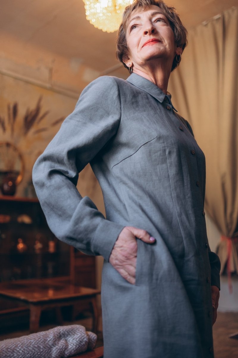 Leinenkleid mit lange Ärmel "Una" - The Baltic Shop