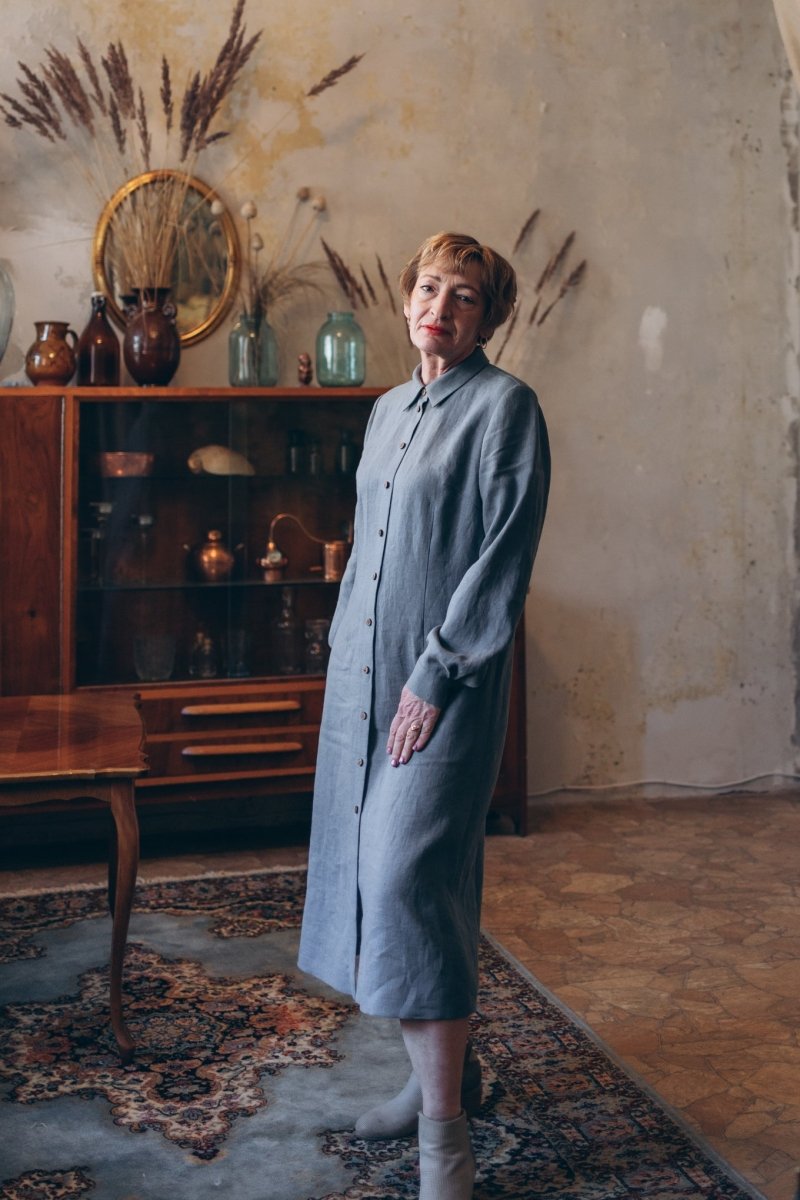 Leinenkleid mit lange Ärmel "Una" - The Baltic Shop