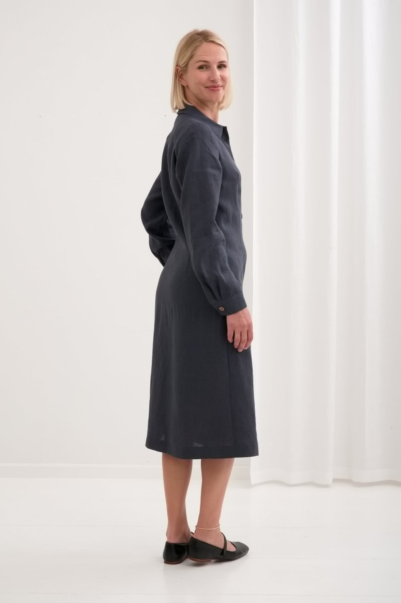 Leinenkleid mit lange Ärmel "Una" AW26 - The Baltic Shop