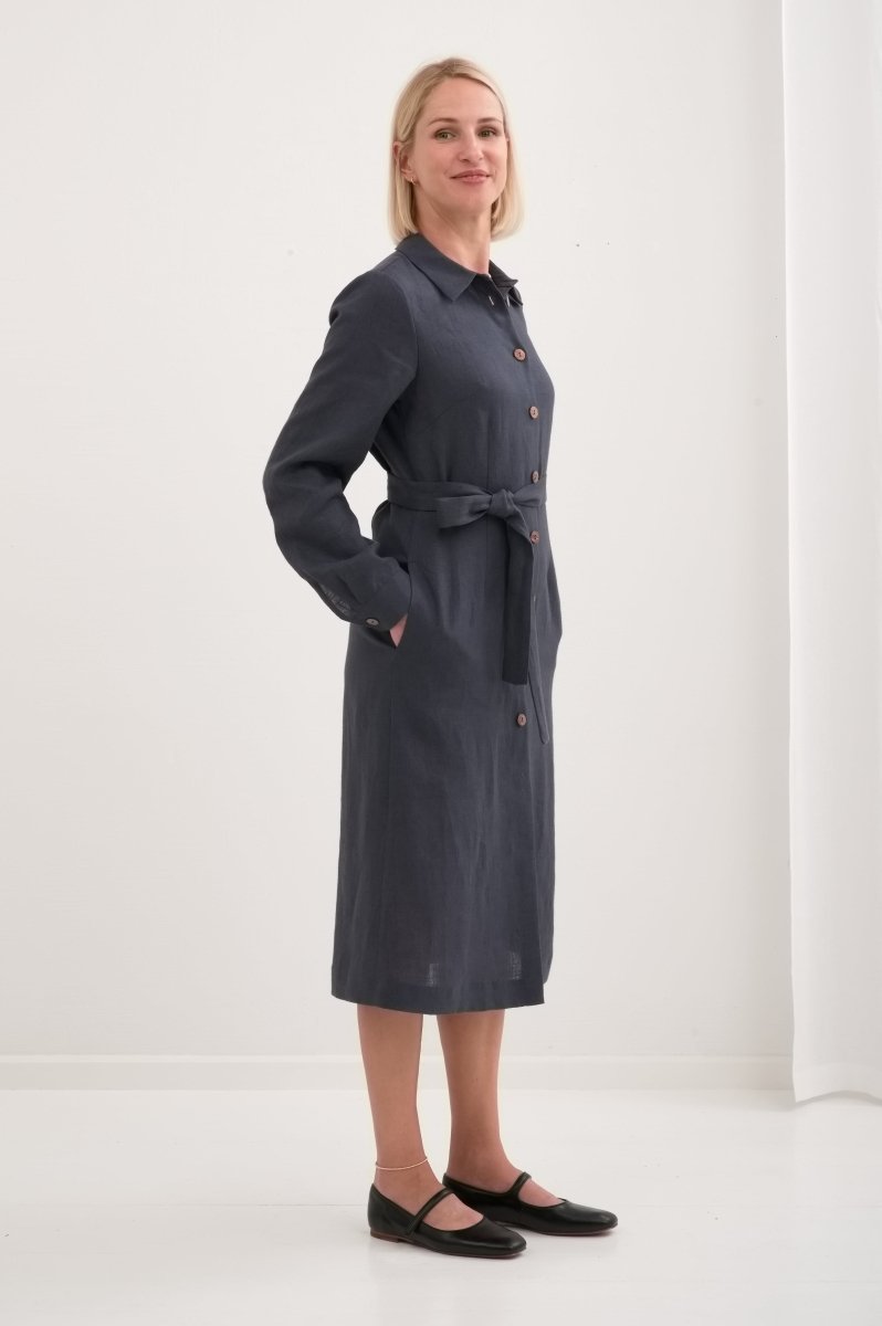 Leinenkleid mit lange Ärmel "Una" AW26 - The Baltic Shop