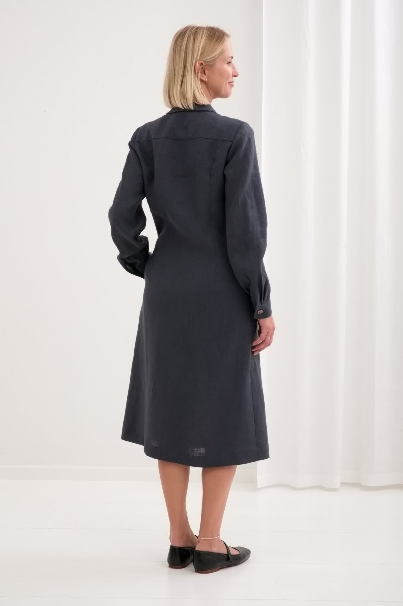 Leinenkleid mit lange Ärmel "Una" AW26 - The Baltic Shop