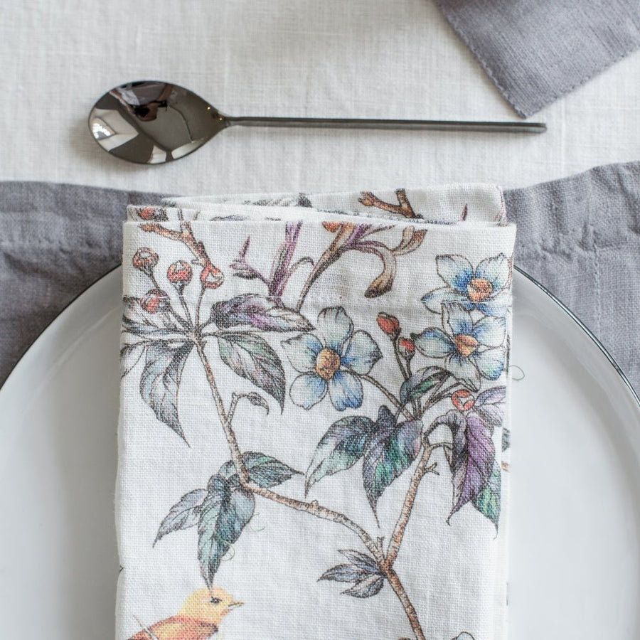 Leinenservietten 2er Set - Birds - The Baltic Shop