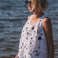 Leinentanktop in weiß mit Siebdruck - The Baltic Shop