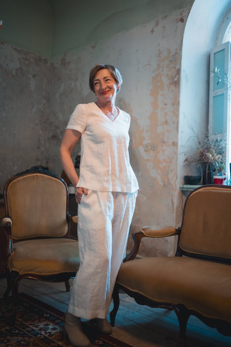 Leinentop mit V - Ausschnitt "Sabine" - The Baltic Shop