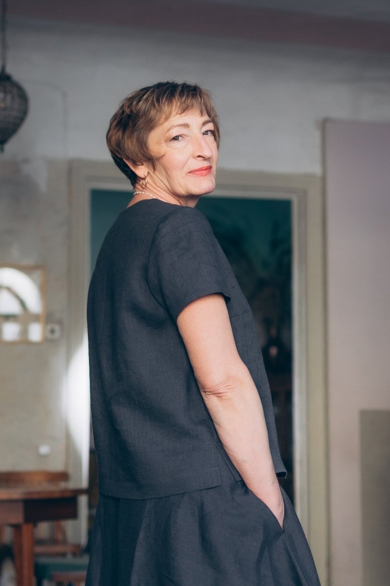 Leinentop mit V - Ausschnitt "Sabine" - The Baltic Shop