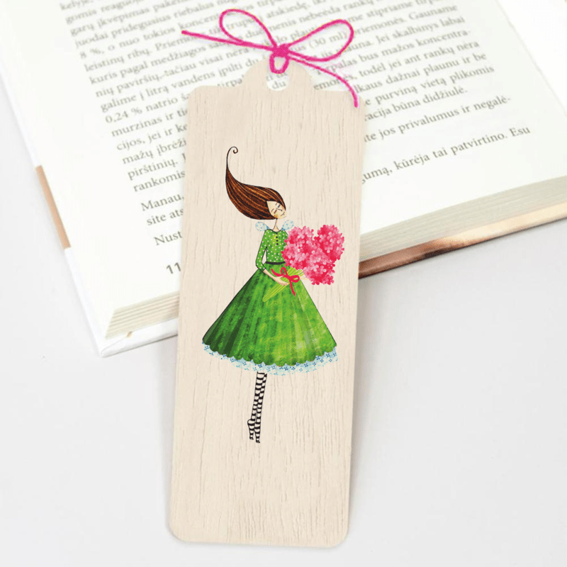 Lesezeichen aus Holz - Blumenherz - The Baltic Shop