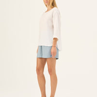 Lockeres Damen Top aus 100 % Leinen in optischen Weiß - The Baltic Shop