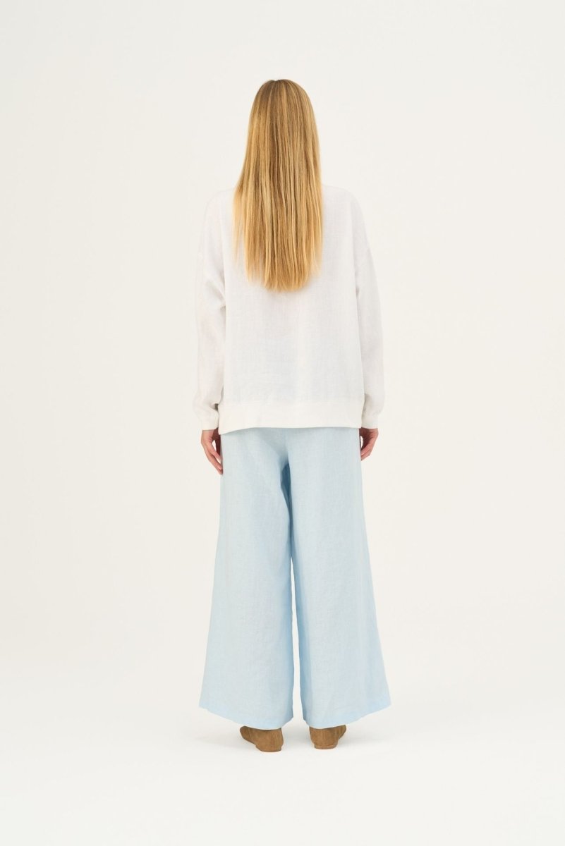 Lockeres Damen Top aus 100 % Leinen in optischen Weiß - The Baltic Shop